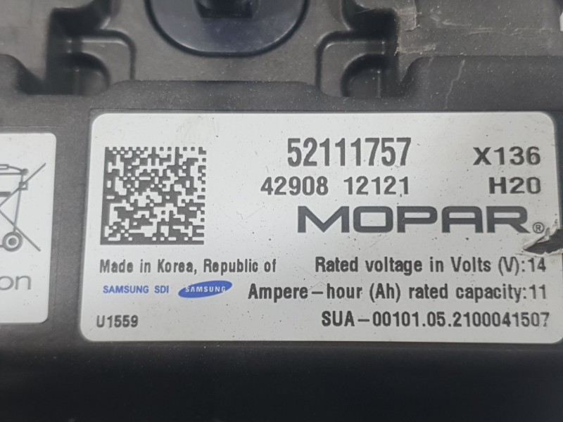 Recambio de bateria para fiat 500 (312_) 1.0 mild hybrid (312.ayd1b) referencia OEM IAM 52111757 4290812121 MOPAR