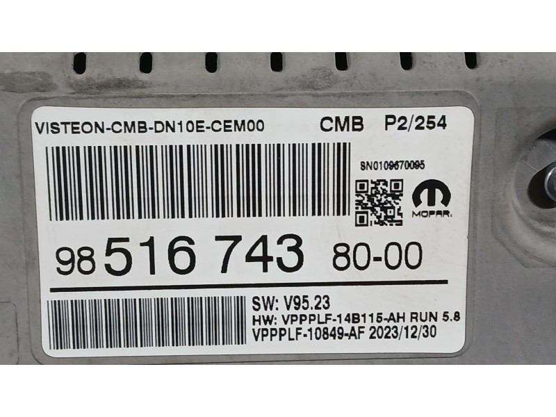 Recambio de cuadro instrumentos para peugeot 2008 ii (ud_, us_, uy_, uj_, ur_, uc_) 1.2 puretech 100 referencia OEM IAM 98516743