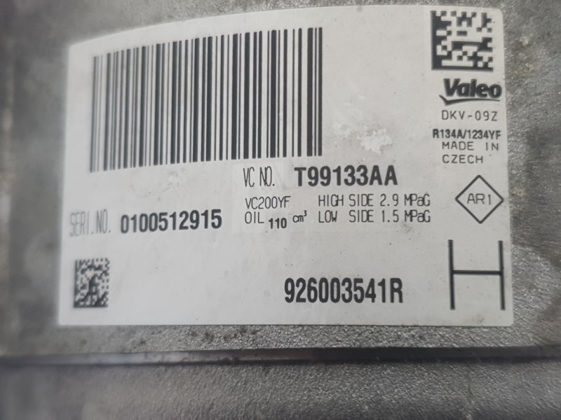 Recambio de compresor aire acondicionado para nissan micra v (k14) 1.0 ig-t 100 referencia OEM IAM 926003541R T99133AA VALEO
