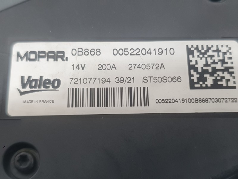 Recambio de alternador para fiat 500 (312_) 1.0 mild hybrid (312.ayd1b) referencia OEM IAM 522041910 721077194 VALEO
