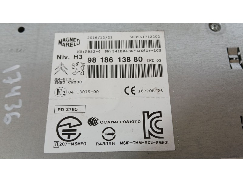 Recambio de sistema audio / radio para peugeot 308 sw ii (lc_, lj_, lr_, lx_, l4_) 1.2 thp 130 referencia OEM IAM 9818613880 MAG