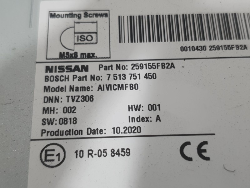 Recambio de sistema navegacion gps para nissan micra v (k14) 1.0 ig-t 100 referencia OEM IAM 259155FB2A 7513751450 BOSCH