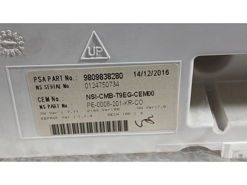 Recambio de cuadro instrumentos para peugeot 308 sw ii (lc_, lj_, lr_, lx_, l4_) 1.2 thp 130 referencia OEM IAM 9809838280  0124