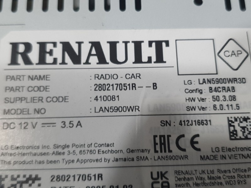 Recambio de sistema navegacion gps para dacia sandero iii 1.0 tce 90 referencia OEM IAM 280217051R LAN5900WR3D LG