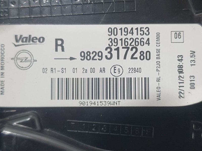 Recambio de piloto trasero derecho exterior para opel corsa f (p2jo) 1.2 (68) referencia OEM IAM 9829317280 90194153 VALEO