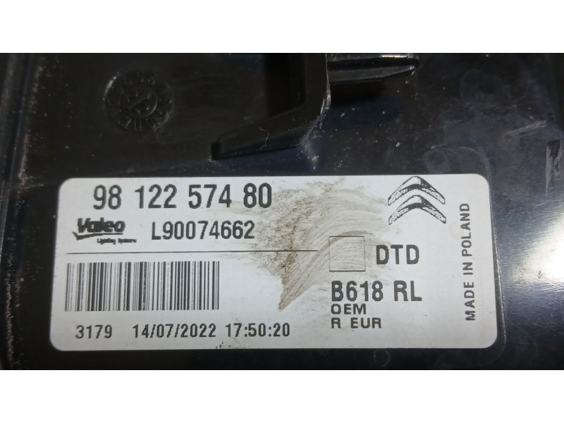 Recambio de piloto trasero derecho para citroën c3 iii (sx) 1.5 bluehdi 100 (sxyhyp, sxyhtu) referencia OEM IAM 9812257480 ROZAD