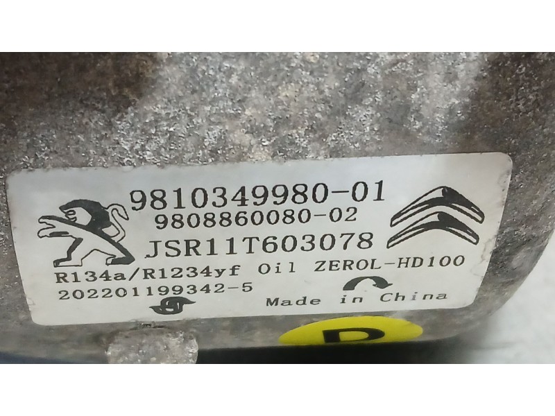 Recambio de compresor aire acondicionado para citroën c3 iii (sx) 1.5 bluehdi 100 (sxyhyp, sxyhtu) referencia OEM IAM 9810649980