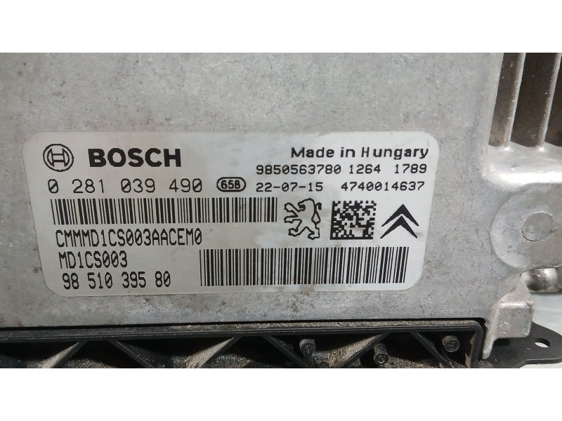 Recambio de centralita motor uce para citroën c3 iii (sx) 1.5 bluehdi 100 (sxyhyp, sxyhtu) referencia OEM IAM 9851039580 BOSCH 0