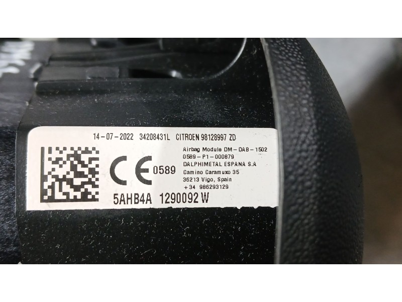Recambio de kit airbag para citroën c3 iii (sx) 1.5 bluehdi 100 (sxyhyp, sxyhtu) referencia OEM IAM 98128997ZD C/SALPICADERO Y P
