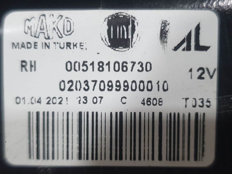 Recambio de piloto trasero derecho para fiat doblo cargo (263_) 1.4 natural power referencia OEM IAM 518106730 2037099900010 MAK