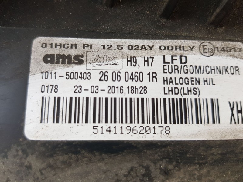 Recambio de faro izquierdo para renault talisman (lp_) 1.6 dci 130 referencia OEM IAM 260604601R  