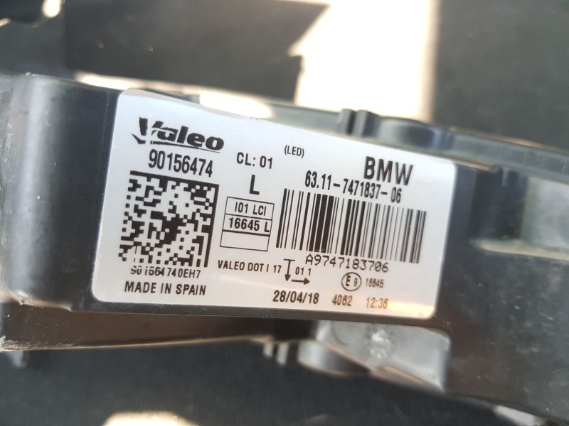 Recambio de faro antiniebla izquierdo para bmw i3 (i01) electric referencia OEM IAM 6311747183706 VALEO 90156474