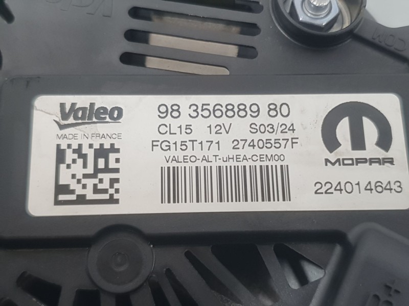 Recambio de alternador para peugeot 2008 ii (ud_, us_, uy_, uj_, ur_, uc_) 1.2 puretech 100 referencia OEM IAM 9835688980 224014