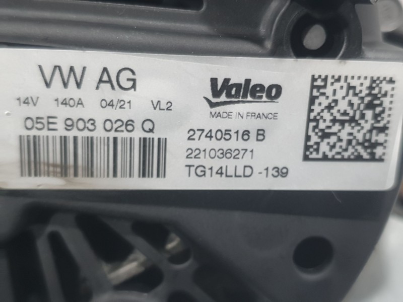 Recambio de alternador para seat arona (kj7, kjp) 1.0 tgi referencia OEM IAM 05E903026Q 2740516B VALEO