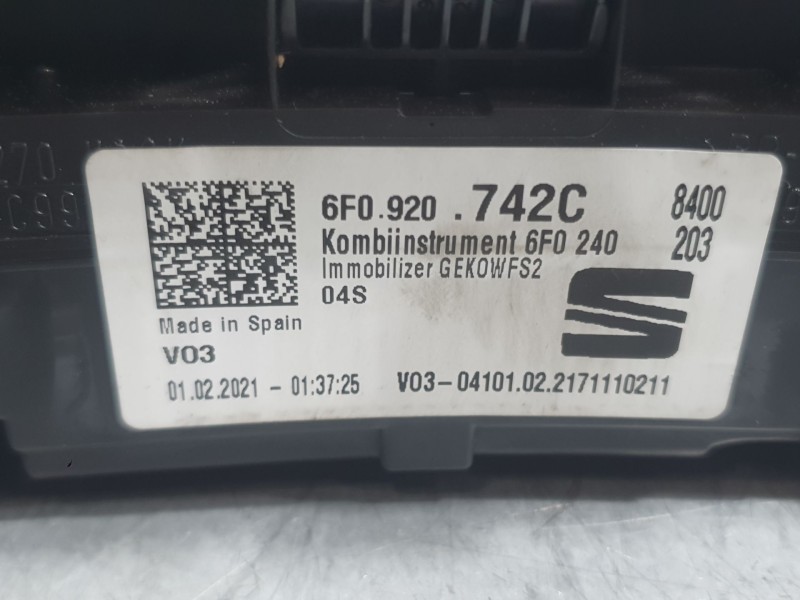Recambio de cuadro instrumentos para seat arona (kj7, kjp) 1.0 tgi referencia OEM IAM 6F0920742C  