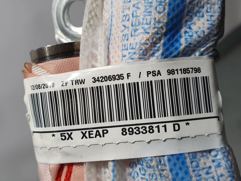 Recambio de airbag cortina delantero derecho para citroën c3 feel referencia OEM IAM 981185798 34206935F ZF TRW
