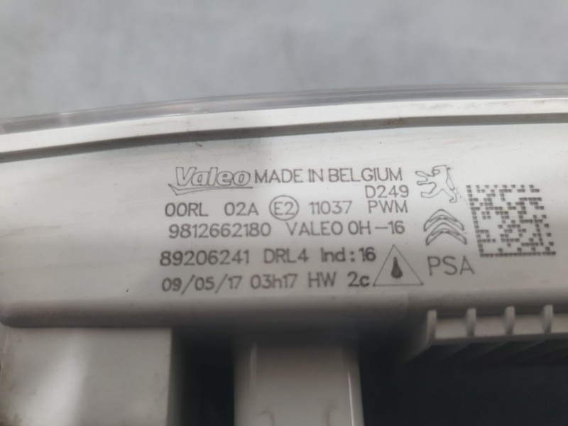 Recambio de piloto delantero izquierdo para citroën c-elysee (dd_) 1.2 vti 82 referencia OEM IAM 9812662180 LUZ DIURNA VALEO 892