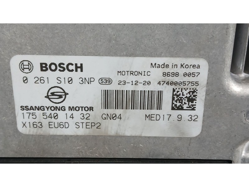 Recambio de centralita motor uce para ssangyong tivoli 1.5 referencia OEM IAM 1755401432 BOSCH 0261S103NP
