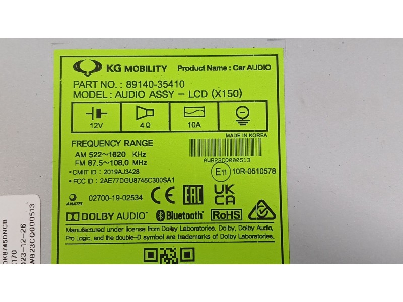 Recambio de sistema navegacion gps para ssangyong tivoli 1.5 referencia OEM IAM 8914035410 KG MOVILITY 027001902534