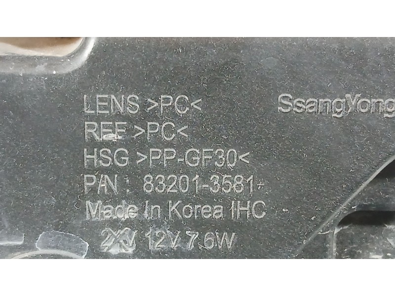 Recambio de faro antiniebla izquierdo para ssangyong tivoli 1.5 referencia OEM IAM 832013581 8320221700  