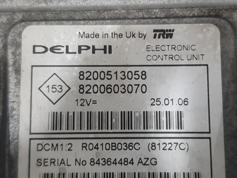 Recambio de centralita motor uce para dacia logan (ls_) 1.5 dci (ls0k) referencia OEM IAM 8200513058 R0410B036C DELPHI