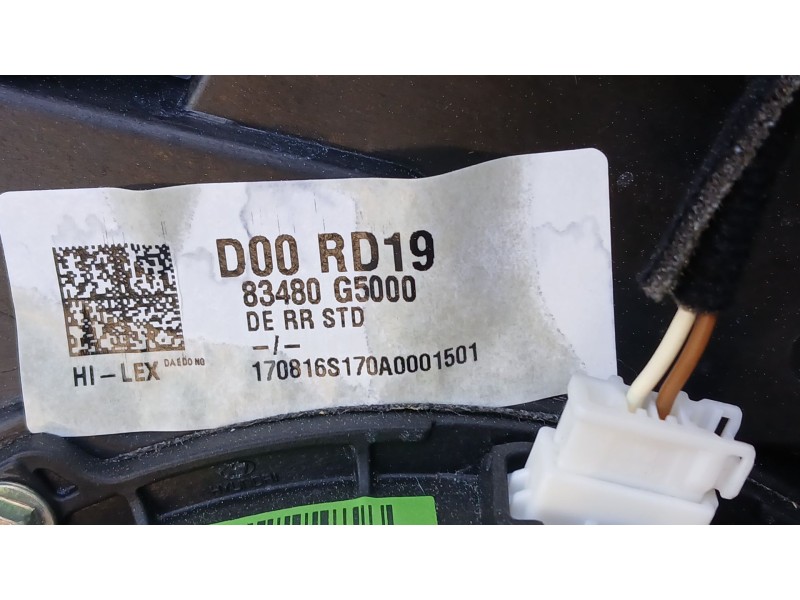 Recambio de elevalunas trasero derecho para kia niro i (de) 1.6 gdi hybrid referencia OEM IAM 8340G5000 2 PINS 