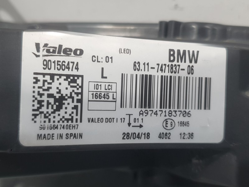 Recambio de piloto delantero izquierdo para bmw i3 (i01) electric referencia OEM IAM 6311747183706 90156474 VALEO