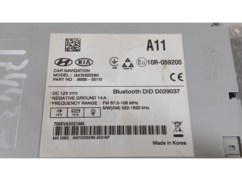 Recambio de sistema navegacion gps para kia niro i (de) 1.6 gdi hybrid referencia OEM IAM 96550G5110  IAH7032D