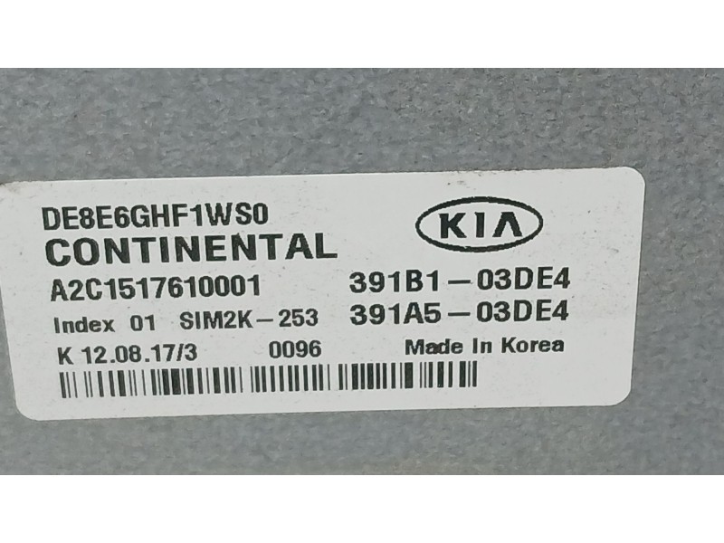 Recambio de centralita motor uce para kia niro i (de) 1.6 gdi hybrid referencia OEM IAM 391B103DE4 CONTINENTAL A2C1517610001