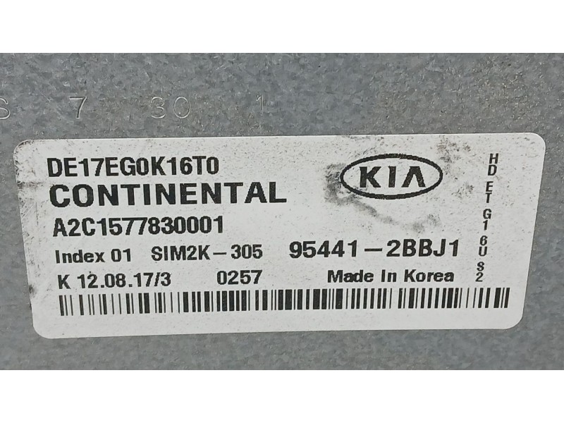 Recambio de centralita motor uce para kia niro i (de) 1.6 gdi hybrid referencia OEM IAM 954412BBJ1 CONTINENTAL A2C1577830001
