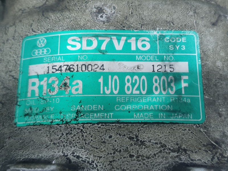 Recambio de compresor aire acondicionado para skoda octavia i (1u2) 1.9 tdi referencia OEM IAM 1J0820803F 1547610024 SANDEN