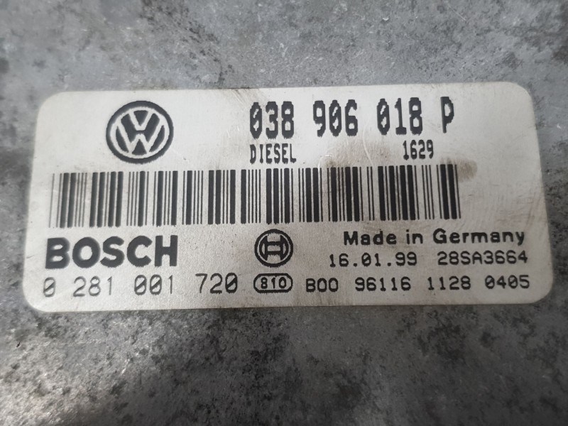 Recambio de centralita motor uce para volkswagen passat b5 (3b2) 1.9 tdi referencia OEM IAM 038906018P 0281001720 BOSCH