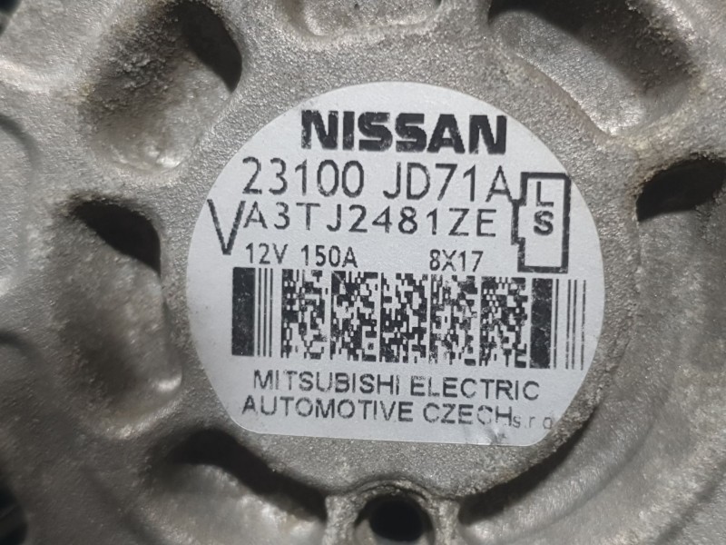 Recambio de alternador para nissan qashqai i (j10, nj10) 2.0 dci a las 4 ruedas referencia OEM IAM 23100JD71A A3TJ2481ZE MITSUBI