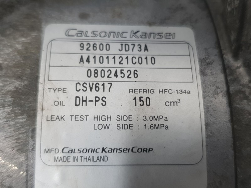 Recambio de compresor aire acondicionado para nissan qashqai i (j10, nj10) 2.0 dci a las 4 ruedas referencia OEM IAM 92600JD73A 