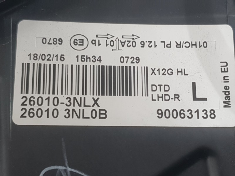 Recambio de faro derecho para nissan leaf (ze0) electric referencia OEM IAM 260103NLX  