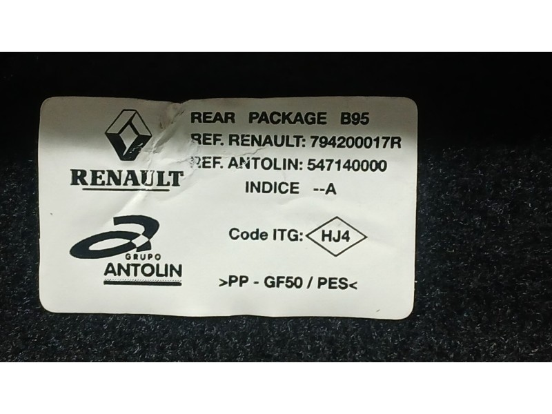Recambio de bandeja trasera para renault megane iii hatchback (bz0/1_, b3_) 1.5 dci referencia OEM IAM 794200017R  