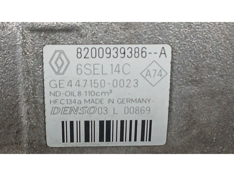 Recambio de compresor aire acondicionado para renault megane iii hatchback (bz0/1_, b3_) 1.5 dci referencia OEM IAM 8200939386A 