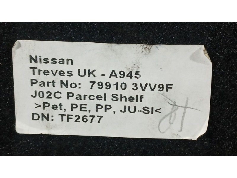 Recambio de bandeja trasera para nissan note (e12) 1.5 dci referencia OEM IAM 799103VV9E  
