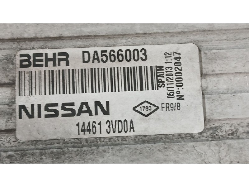 Recambio de intercooler para nissan note (e12) 1.5 dci referencia OEM IAM 144613VD0A BEHR DA566003