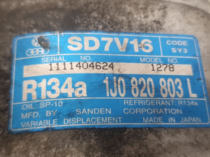 Recambio de compresor aire acondicionado para volkswagen golf iv (1j1) 1.9 tdi referencia OEM IAM 1J0820803L 1111404624 SANDEN