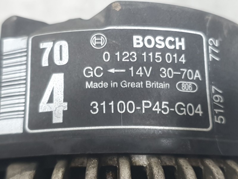 Recambio de alternador para rover 600 i (rh) 620 si referencia OEM IAM 31100P45G04 0123115014 BOSCH