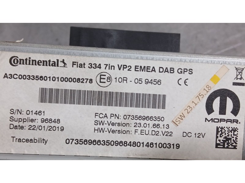 Recambio de sistema navegacion gps para fiat 500x (334_) 1.0 (334.axn1b) referencia OEM IAM 7356966350 CONTINENTAL A3C0033560101