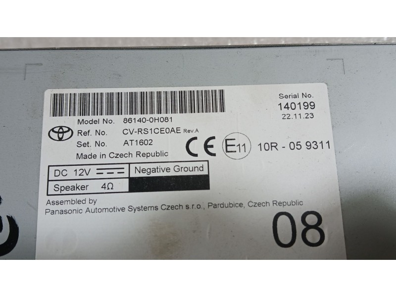 Recambio de sistema navegacion gps para toyota aygo x (_b7_) 1.0 vvt-i (kgb70) referencia OEM IAM 861400H081 PANASONIC CVRS1CE0A