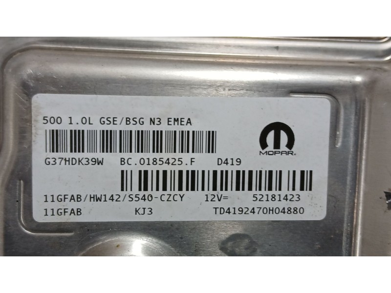 Recambio de centralita motor uce para fiat 500 (312_) 1.0 mild hybrid (312.ayd1b) referencia OEM IAM 52181423  BC0185425F