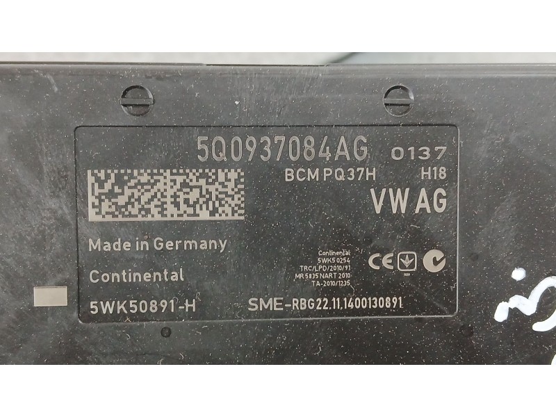 Recambio de caja reles / fusibles para seat leon (5f1) 1.6 tdi referencia OEM IAM 5Q0937084AG CONTINENTAL 5WK50891H