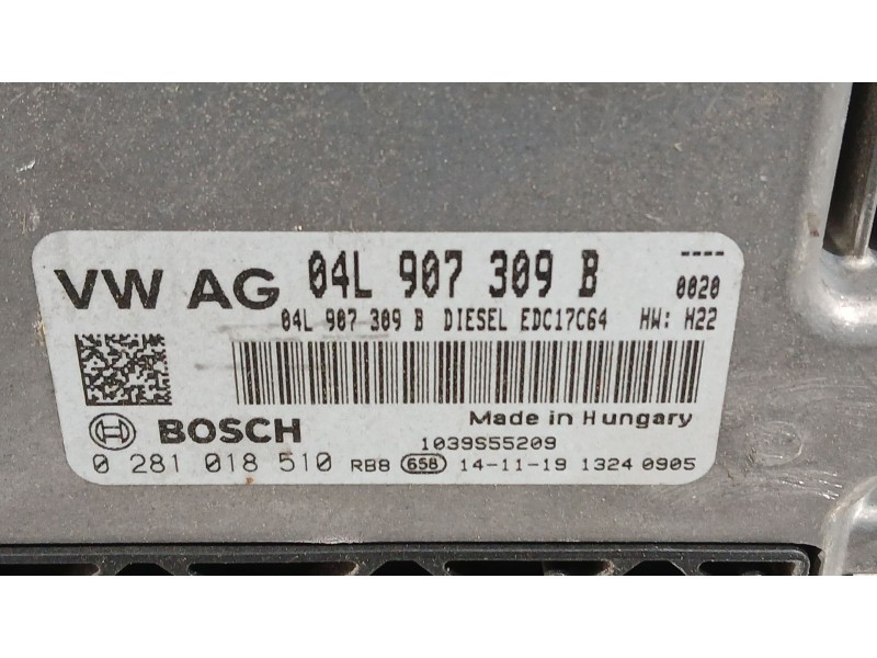 Recambio de centralita motor uce para seat leon (5f1) 1.6 tdi referencia OEM IAM 04L907309B BOSCH 0281018510