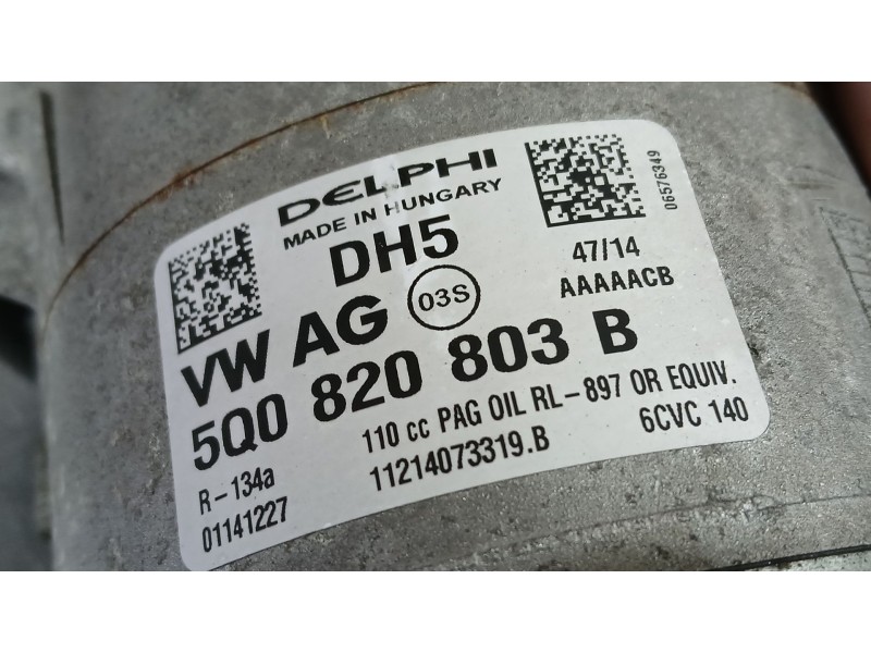 Recambio de compresor aire acondicionado para seat leon (5f1) 1.6 tdi referencia OEM IAM 5Q0820803B DELPHI 01141227