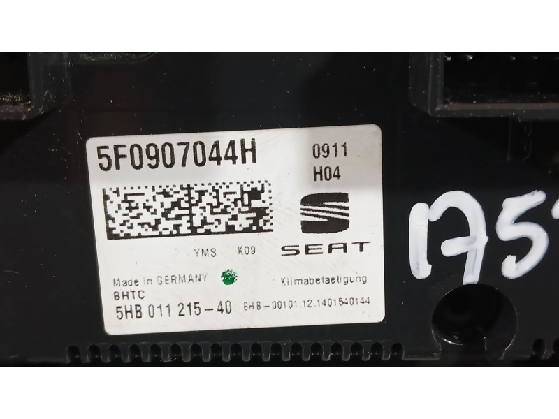 Recambio de mando climatizador para seat leon (5f1) 1.6 tdi referencia OEM IAM 5F0907044H  5HB01121540