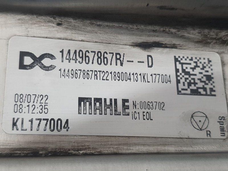 Recambio de intercooler para renault express furgoneta/monovolumen 1.5 blue dci 75 (f6aa) referencia OEM IAM 144967867R 0063702 