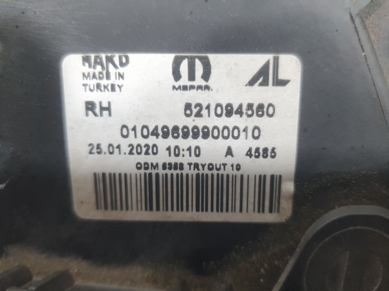 Recambio de faro derecho para fiat doblo cargo (263_) 1.3 d multijet (263wxu1a) referencia OEM IAM 521094560 01049699900010 MOPA